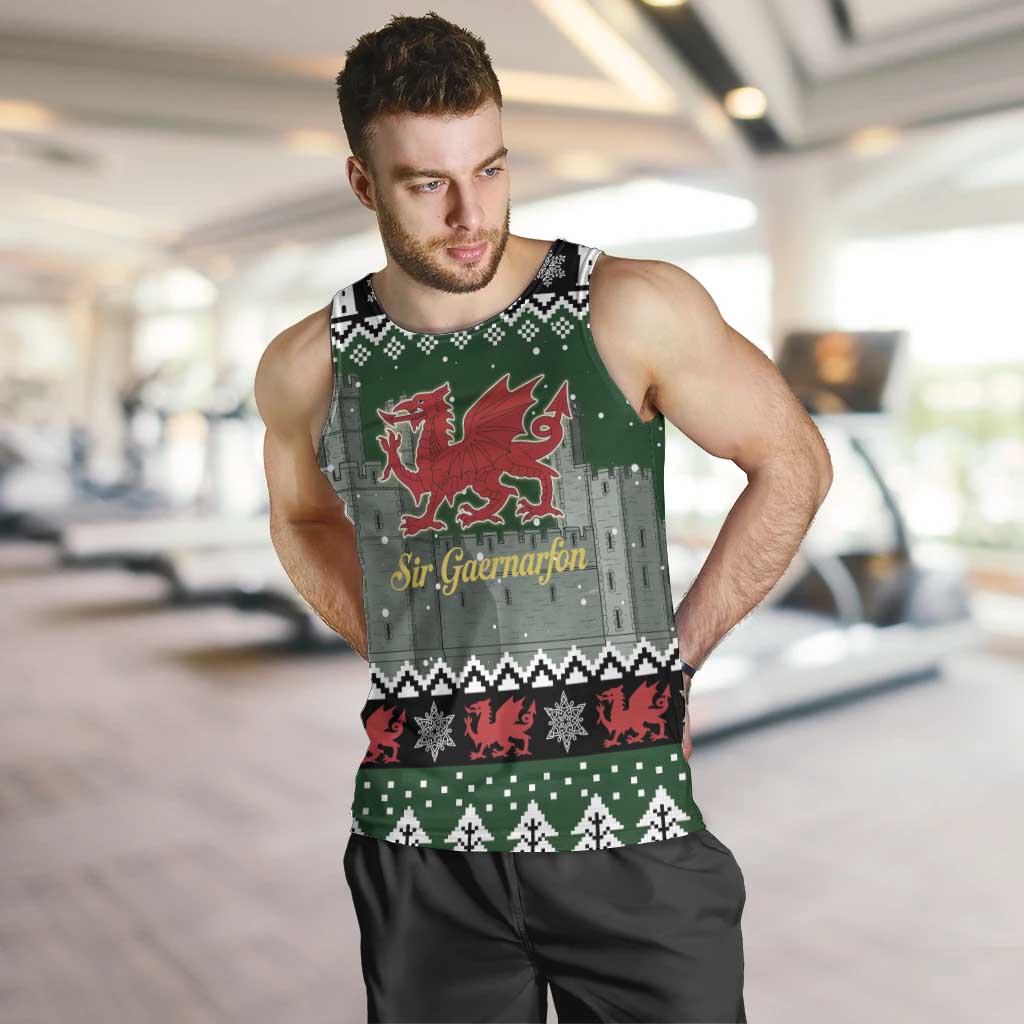 Caernarfonshire Wales Christmas Men Tank Top Caernarfon Castle Red Dragon - Wonder Print Shop