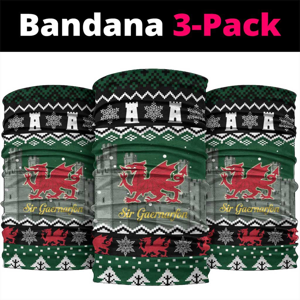 Caernarfonshire Wales Christmas Neck Gaiter Caernarfon Castle Red Dragon - Wonder Print Shop