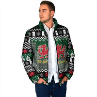 Caernarfonshire Wales Christmas Padded Jacket Caernarfon Castle Red Dragon - Wonder Print Shop