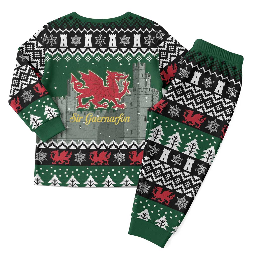Caernarfonshire Wales Christmas Pajama Set Caernarfon Castle Red Dragon - Wonder Print Shop
