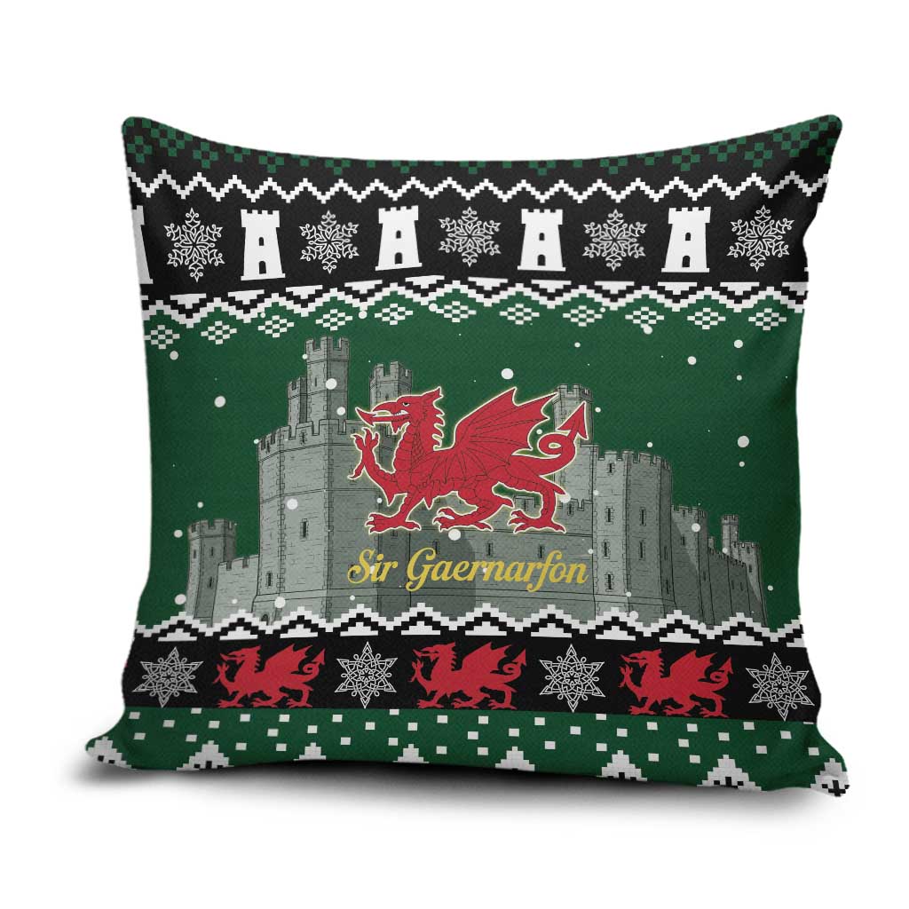 Caernarfonshire Wales Christmas Pillow Cover Caernarfon Castle Red Dragon - Wonder Print Shop