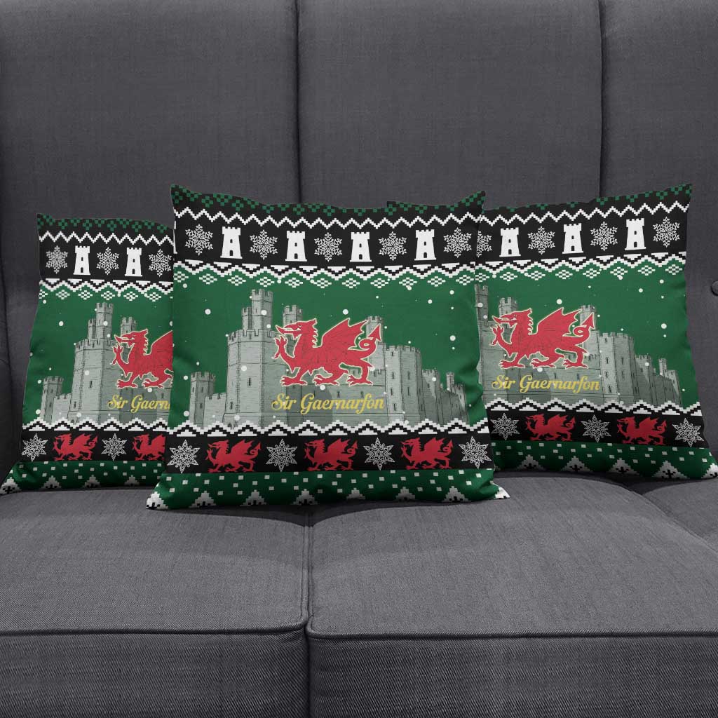 Caernarfonshire Wales Christmas Pillow Cover Caernarfon Castle Red Dragon - Wonder Print Shop