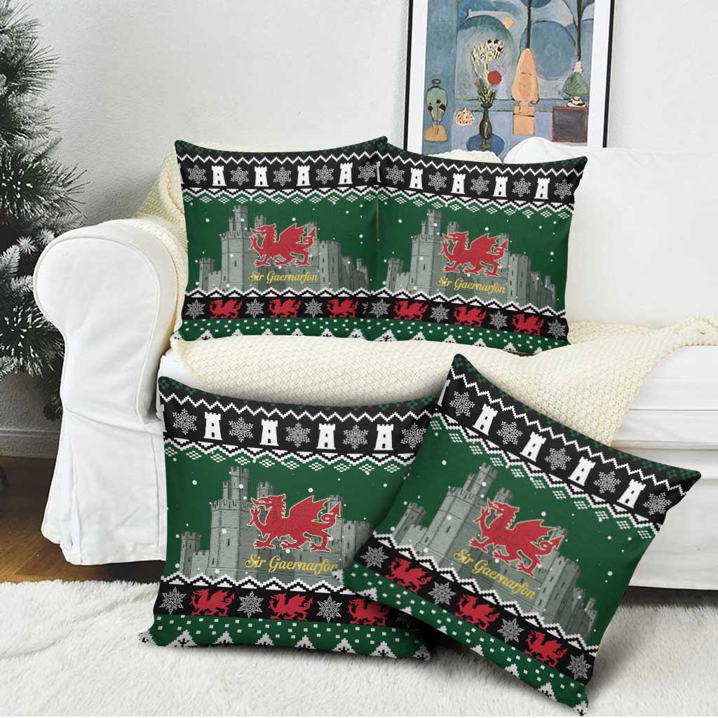 Caernarfonshire Wales Christmas Pillow Cover Caernarfon Castle Red Dragon - Wonder Print Shop