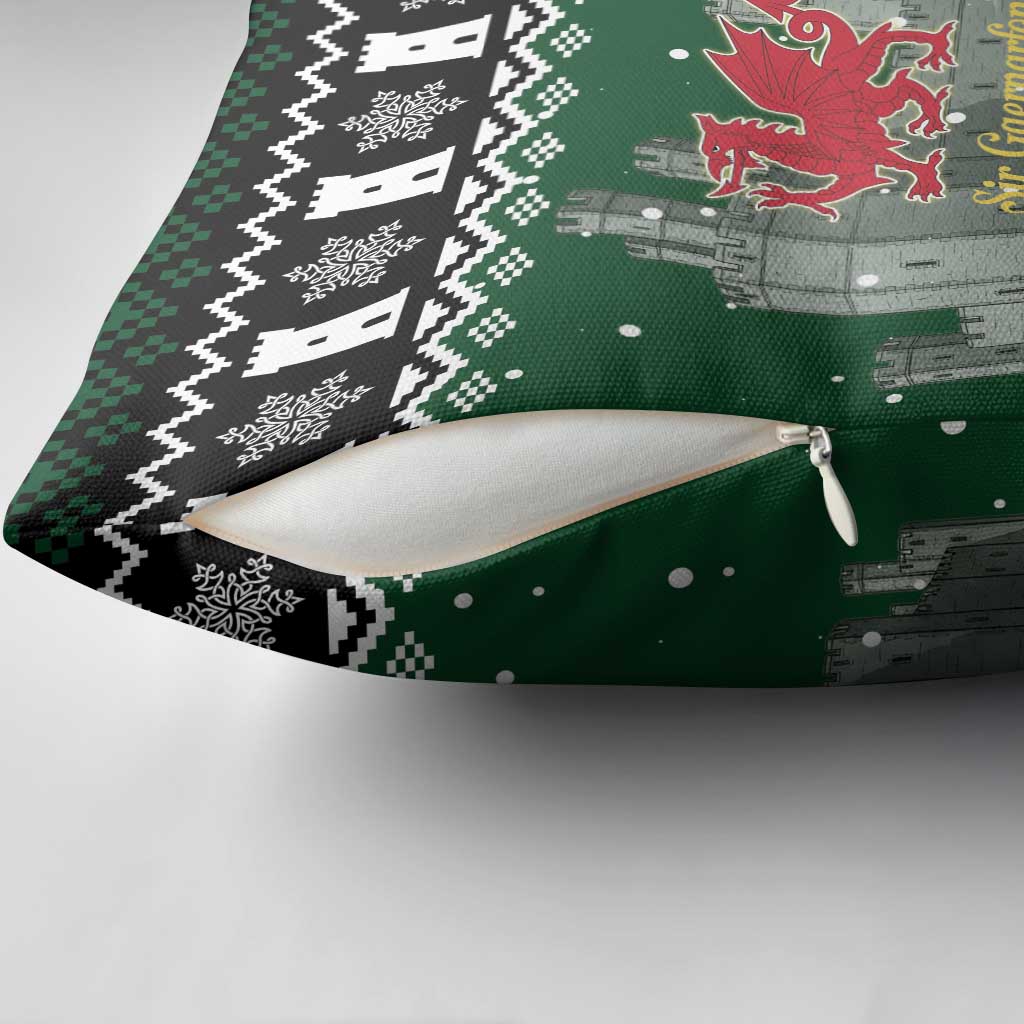 Caernarfonshire Wales Christmas Pillow Cover Caernarfon Castle Red Dragon - Wonder Print Shop