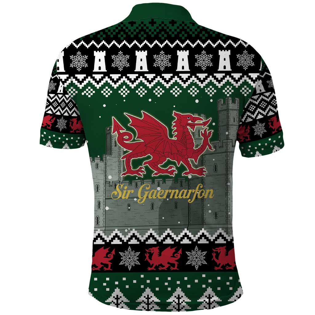 Caernarfonshire Wales Christmas Polo Shirt Caernarfon Castle Red Dragon - Wonder Print Shop
