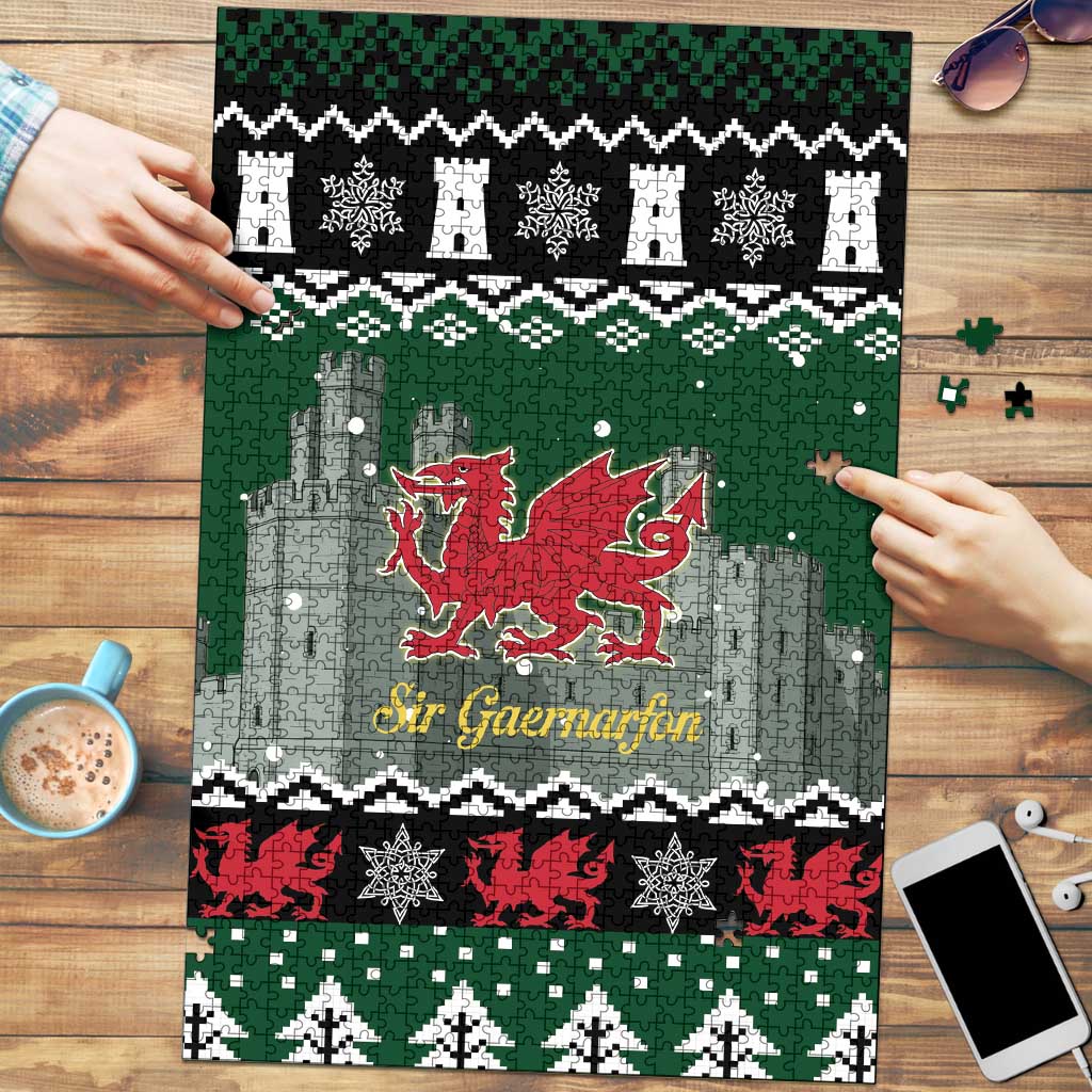 Caernarfonshire Wales Christmas Puzzle Caernarfon Castle Red Dragon - Wonder Print Shop