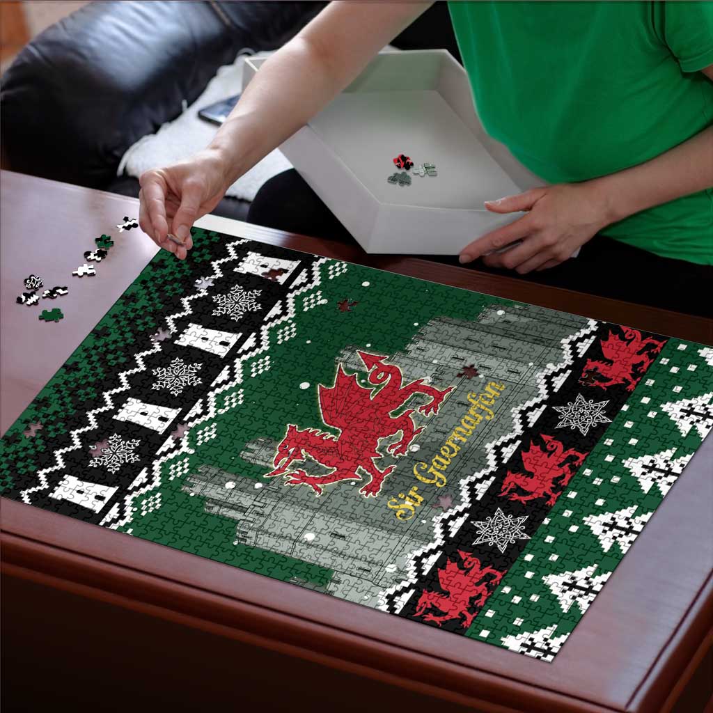 Caernarfonshire Wales Christmas Puzzle Caernarfon Castle Red Dragon - Wonder Print Shop