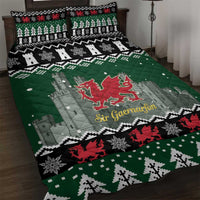 Caernarfonshire Wales Christmas Quilt Bed Set Caernarfon Castle Red Dragon - Wonder Print Shop