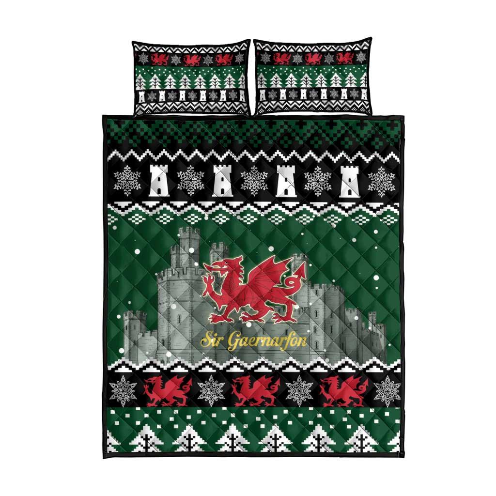 Caernarfonshire Wales Christmas Quilt Bed Set Caernarfon Castle Red Dragon - Wonder Print Shop
