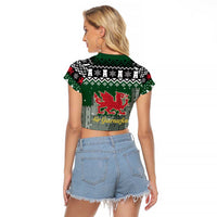 Caernarfonshire Wales Christmas Raglan Cropped T Shirt Caernarfon Castle Red Dragon - Wonder Print Shop