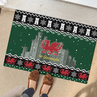 Caernarfonshire Wales Christmas Rubber Doormat Caernarfon Castle Red Dragon - Wonder Print Shop
