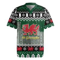 Caernarfonshire Wales Christmas Rugby Jersey Caernarfon Castle Red Dragon - Wonder Print Shop