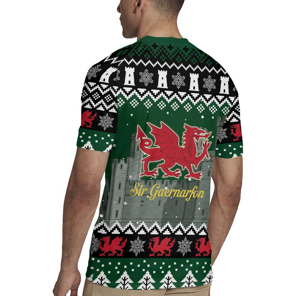 Caernarfonshire Wales Christmas Rugby Jersey Caernarfon Castle Red Dragon - Wonder Print Shop