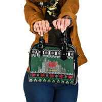 Caernarfonshire Wales Christmas Shoulder Handbag Caernarfon Castle Red Dragon - Wonder Print Shop
