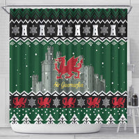 Caernarfonshire Wales Christmas Shower Curtain Caernarfon Castle Red Dragon - Wonder Print Shop