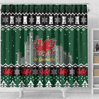 Caernarfonshire Wales Christmas Shower Curtain Caernarfon Castle Red Dragon - Wonder Print Shop