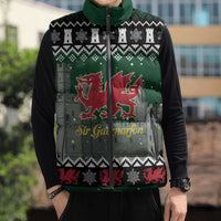 Caernarfonshire Wales Christmas Sleeveless Puffer Jacket Caernarfon Castle Red Dragon - Wonder Print Shop