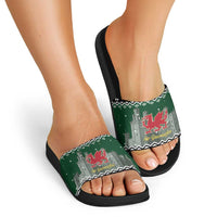 Caernarfonshire Wales Christmas Slide Sandals Caernarfon Castle Red Dragon - Wonder Print Shop