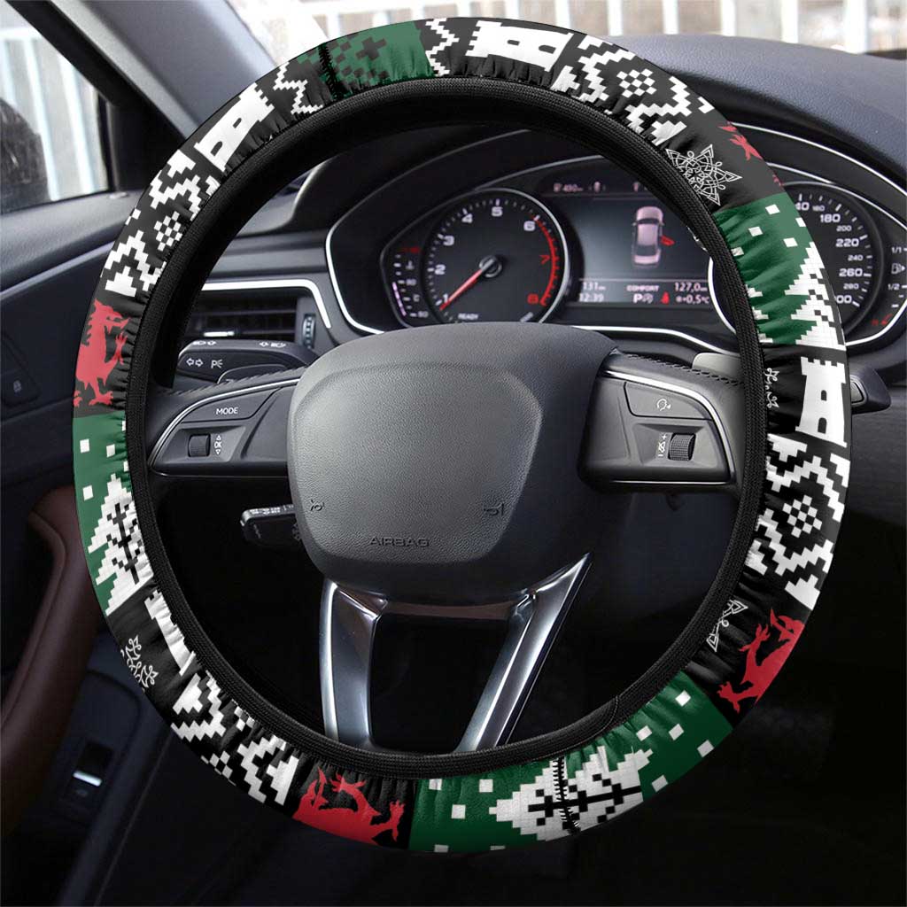 Caernarfonshire Wales Christmas Steering Wheel Cover Caernarfon Castle Red Dragon - Wonder Print Shop
