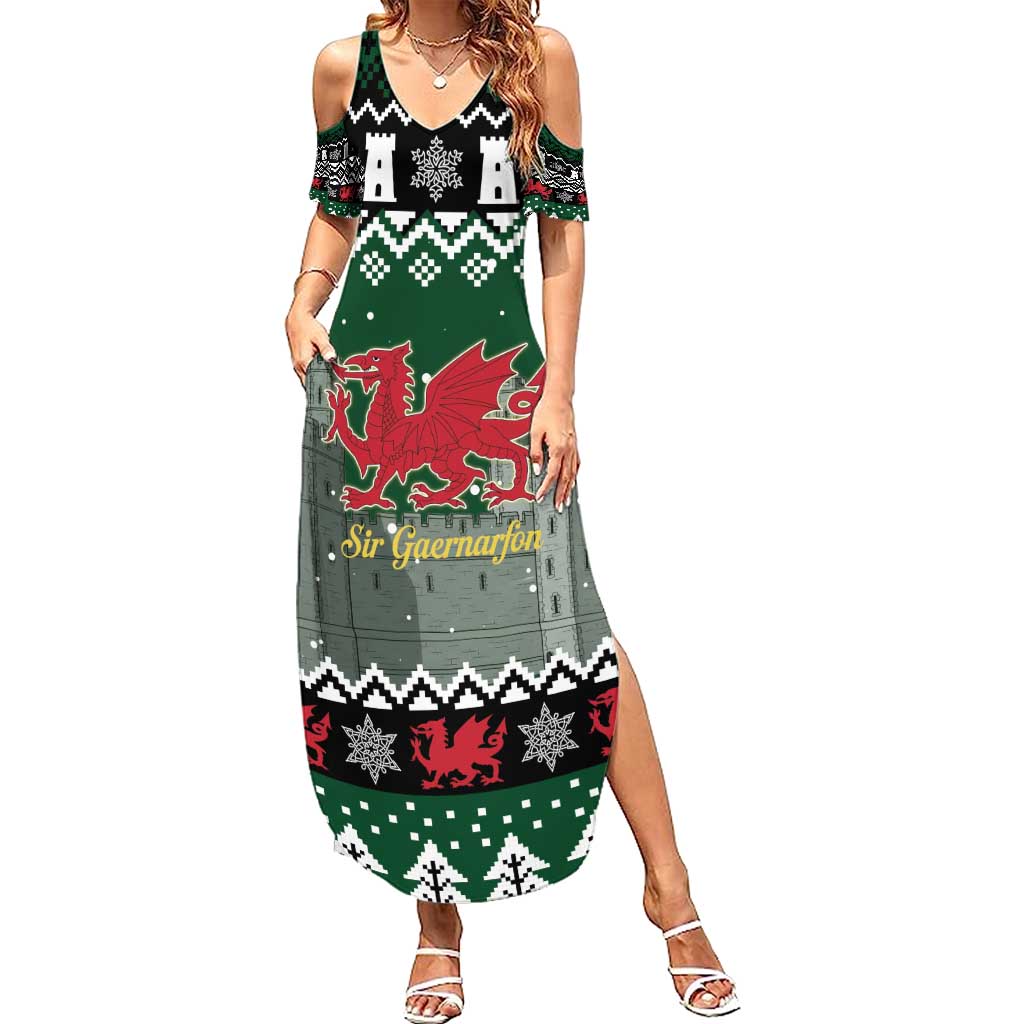 Caernarfonshire Wales Christmas Summer Maxi Dress Caernarfon Castle Red Dragon - Wonder Print Shop