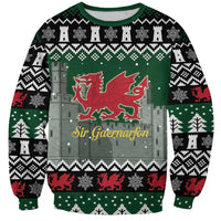 Caernarfonshire Wales Christmas Sweatshirt Caernarfon Castle Red Dragon - Wonder Print Shop