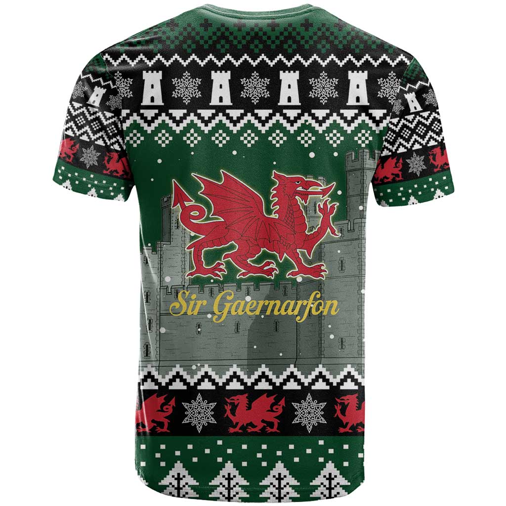 Caernarfonshire Wales Christmas T Shirt Caernarfon Castle Red Dragon - Wonder Print Shop