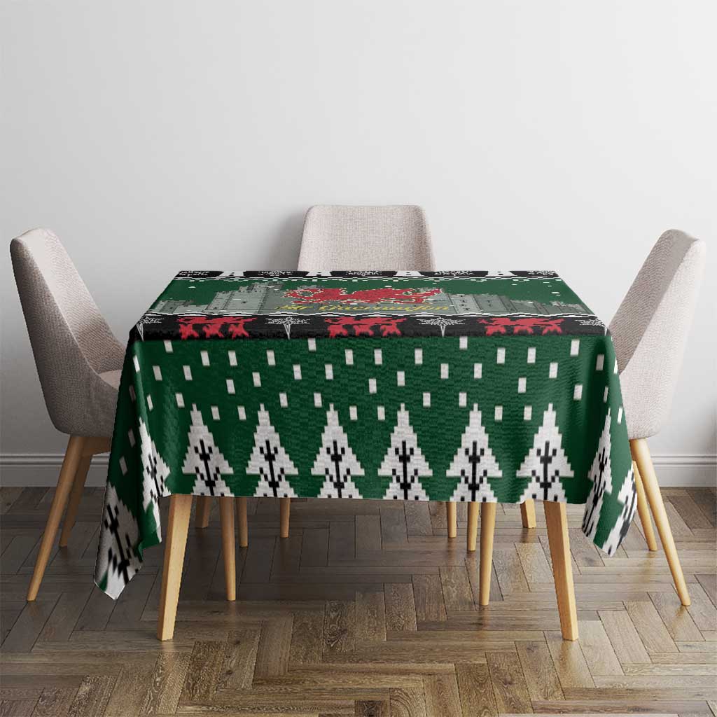 Caernarfonshire Wales Christmas Tablecloth Caernarfon Castle Red Dragon - Wonder Print Shop
