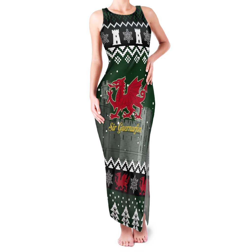 Caernarfonshire Wales Christmas Tank Maxi Dress Caernarfon Castle Red Dragon - Wonder Print Shop