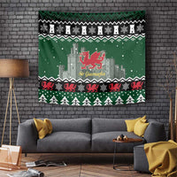 Caernarfonshire Wales Christmas Tapestry Caernarfon Castle Red Dragon - Wonder Print Shop