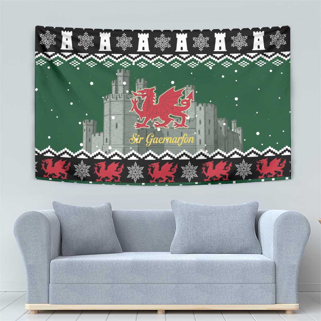 Caernarfonshire Wales Christmas Tapestry Caernarfon Castle Red Dragon - Wonder Print Shop