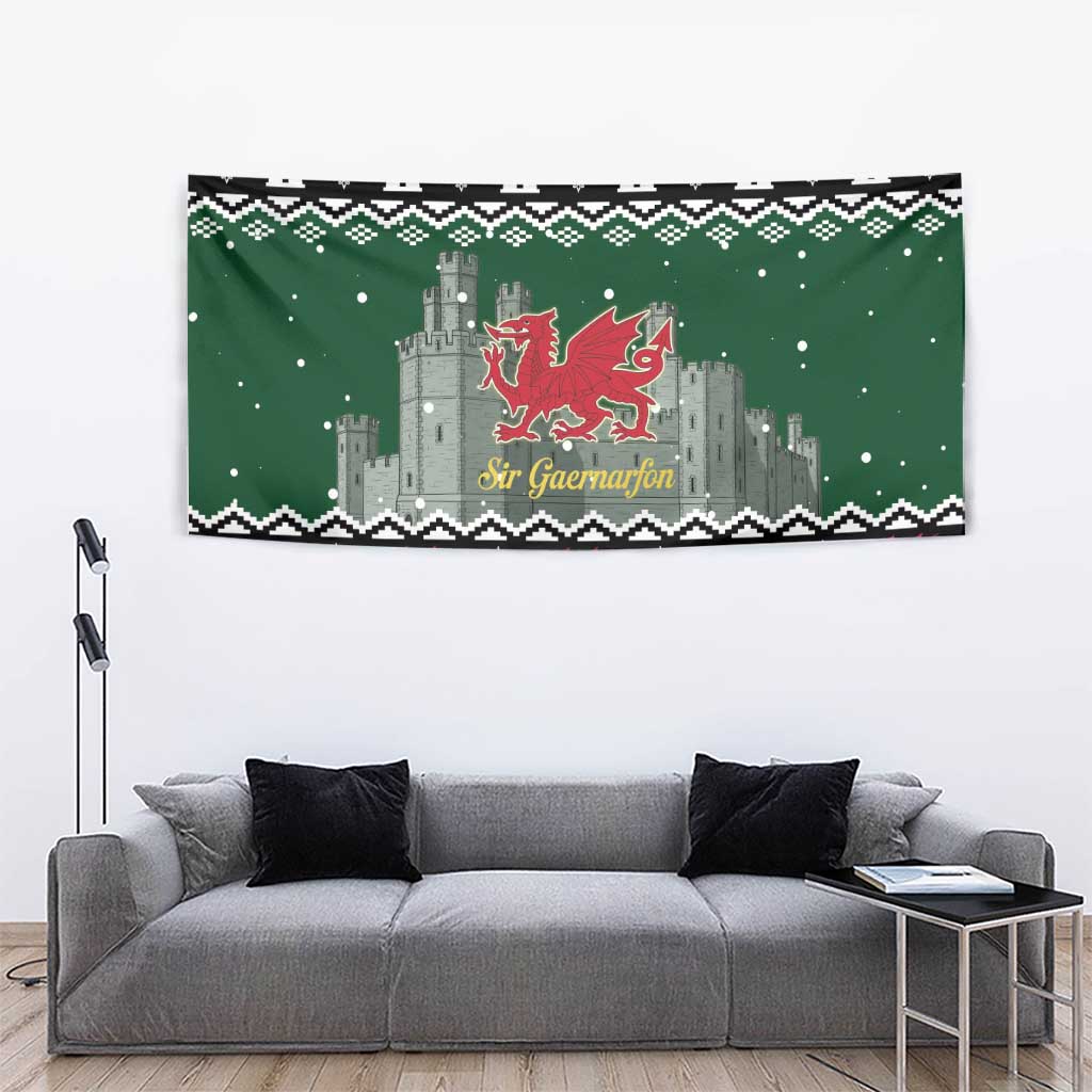 Caernarfonshire Wales Christmas Tapestry Caernarfon Castle Red Dragon - Wonder Print Shop