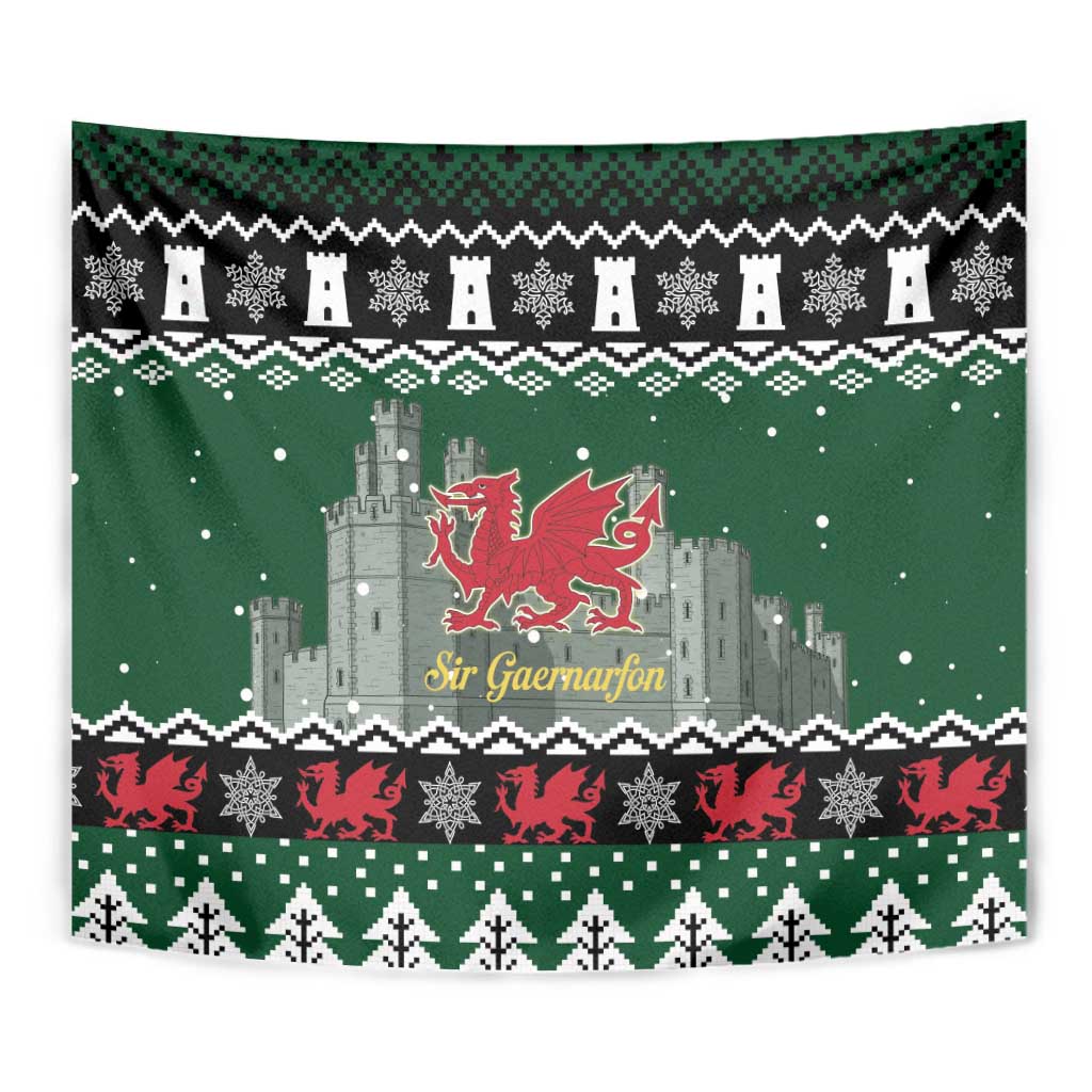 Caernarfonshire Wales Christmas Tapestry Caernarfon Castle Red Dragon - Wonder Print Shop