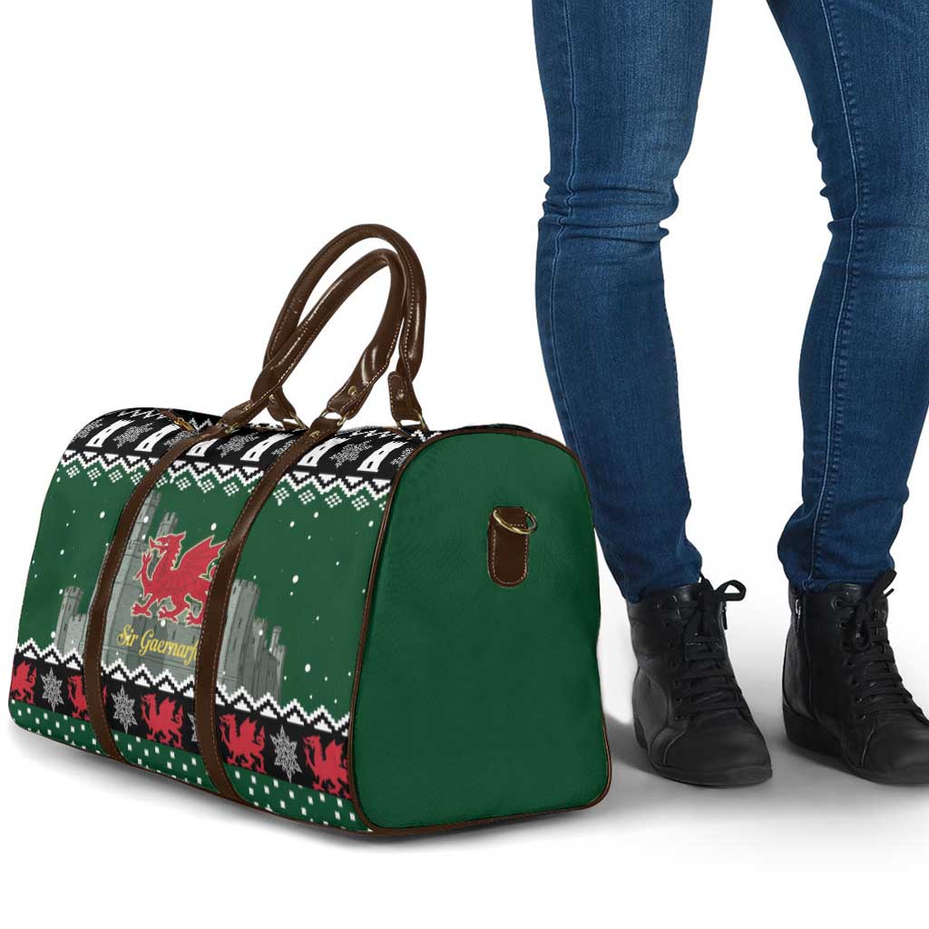 Caernarfonshire Wales Christmas Travel Bag Caernarfon Castle Red Dragon - Wonder Print Shop