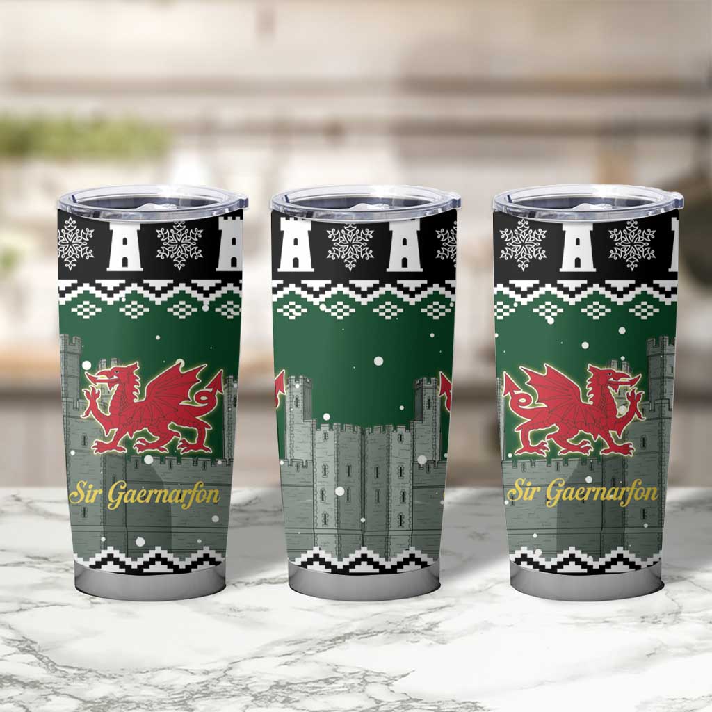 Caernarfonshire Wales Christmas Tumbler Cup Caernarfon Castle Red Dragon - Wonder Print Shop