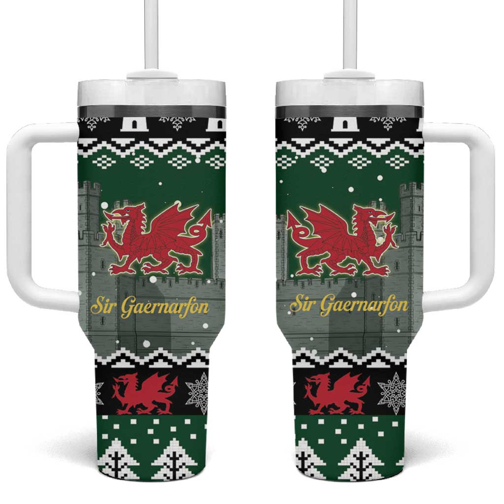 Caernarfonshire Wales Christmas Tumbler With Handle Caernarfon Castle Red Dragon - Wonder Print Shop