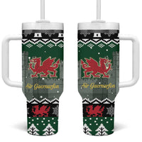 Caernarfonshire Wales Christmas Tumbler With Handle Caernarfon Castle Red Dragon - Wonder Print Shop