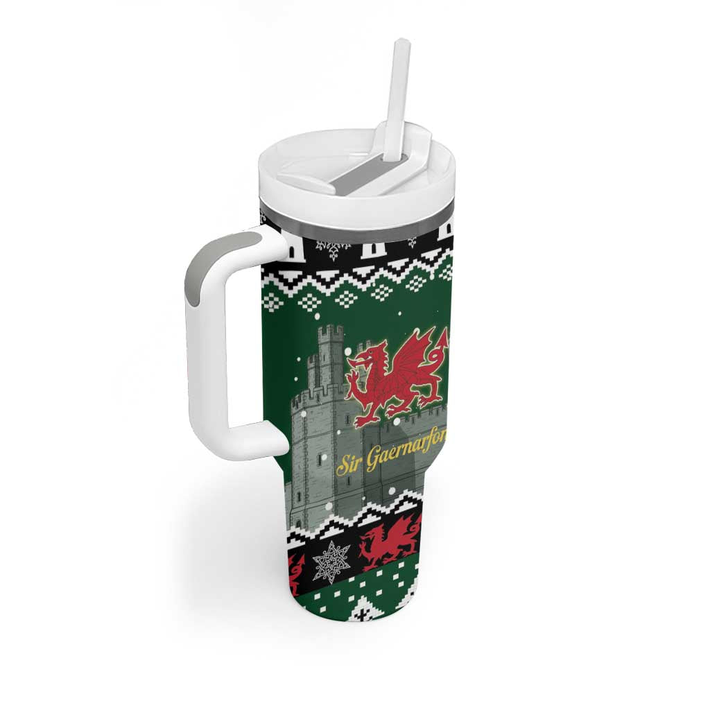 Caernarfonshire Wales Christmas Tumbler With Handle Caernarfon Castle Red Dragon - Wonder Print Shop