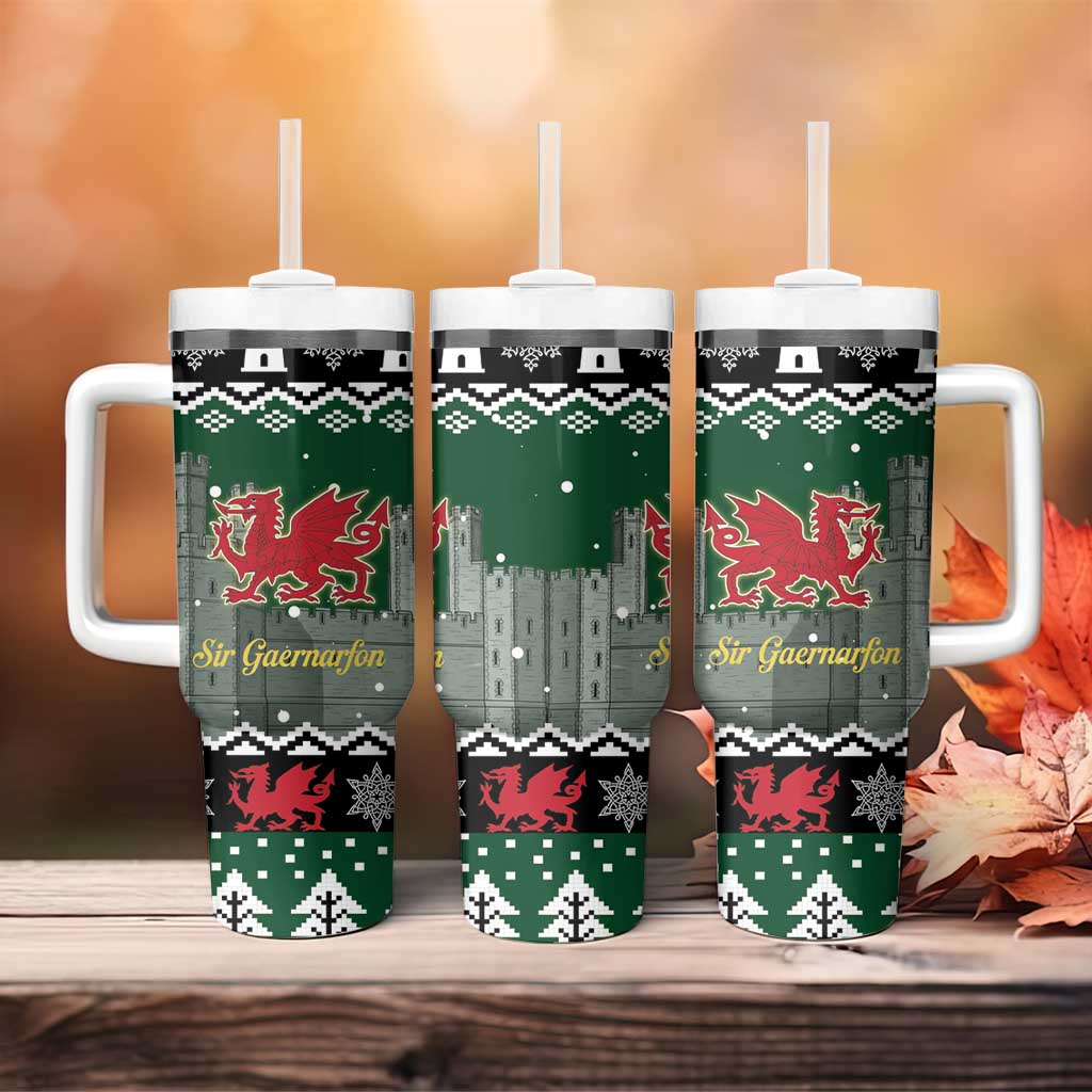 Caernarfonshire Wales Christmas Tumbler With Handle Caernarfon Castle Red Dragon - Wonder Print Shop