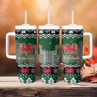 Caernarfonshire Wales Christmas Tumbler With Handle Caernarfon Castle Red Dragon - Wonder Print Shop