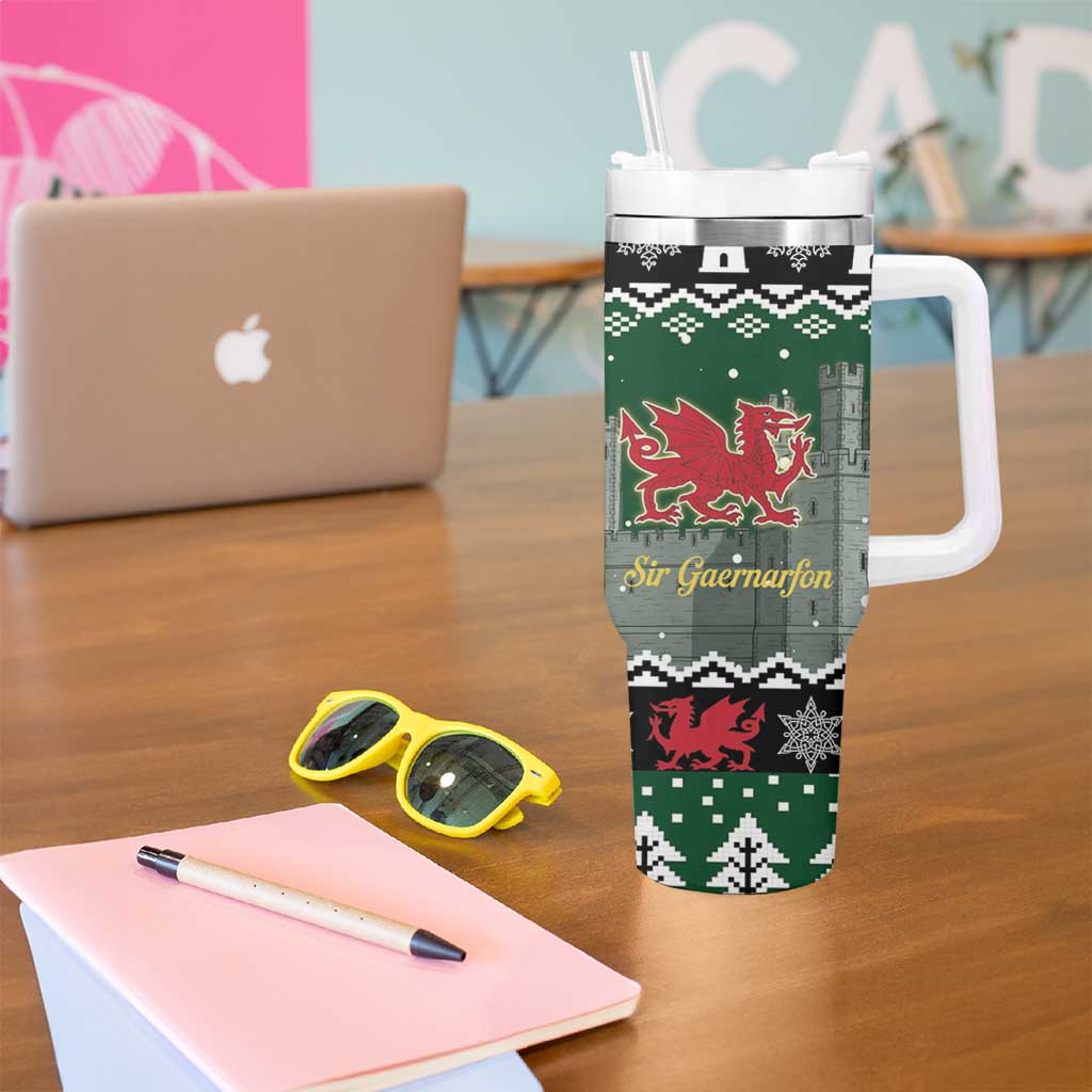 Caernarfonshire Wales Christmas Tumbler With Handle Caernarfon Castle Red Dragon - Wonder Print Shop