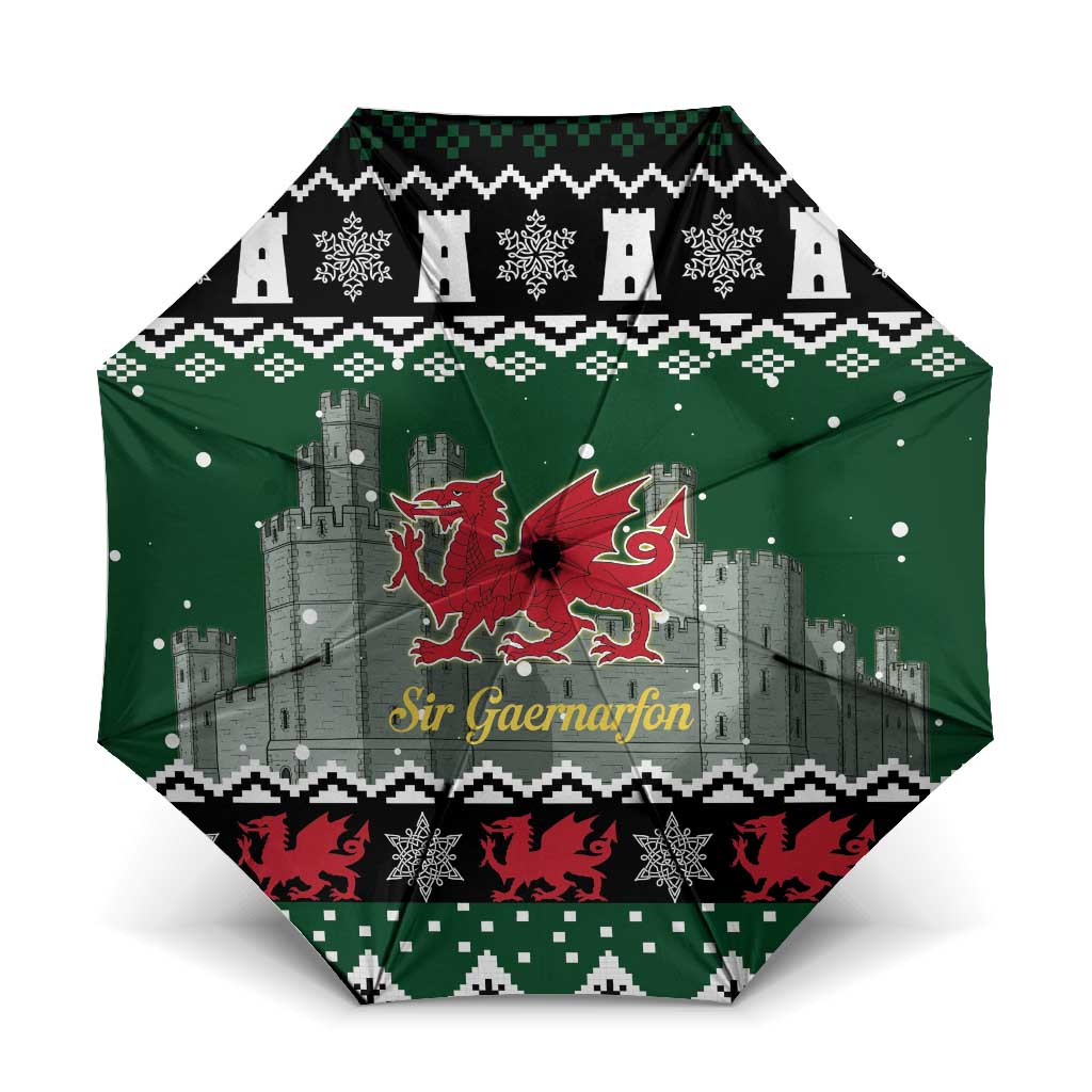 Caernarfonshire Wales Christmas Umbrella Caernarfon Castle Red Dragon - Wonder Print Shop