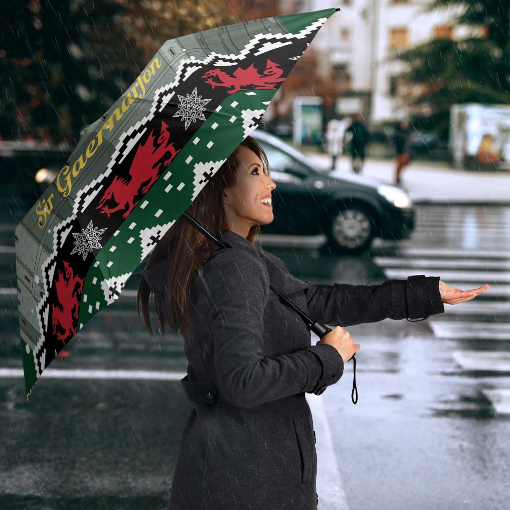 Caernarfonshire Wales Christmas Umbrella Caernarfon Castle Red Dragon - Wonder Print Shop