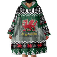 Caernarfonshire Wales Christmas Wearable Blanket Hoodie Caernarfon Castle Red Dragon - Wonder Print Shop