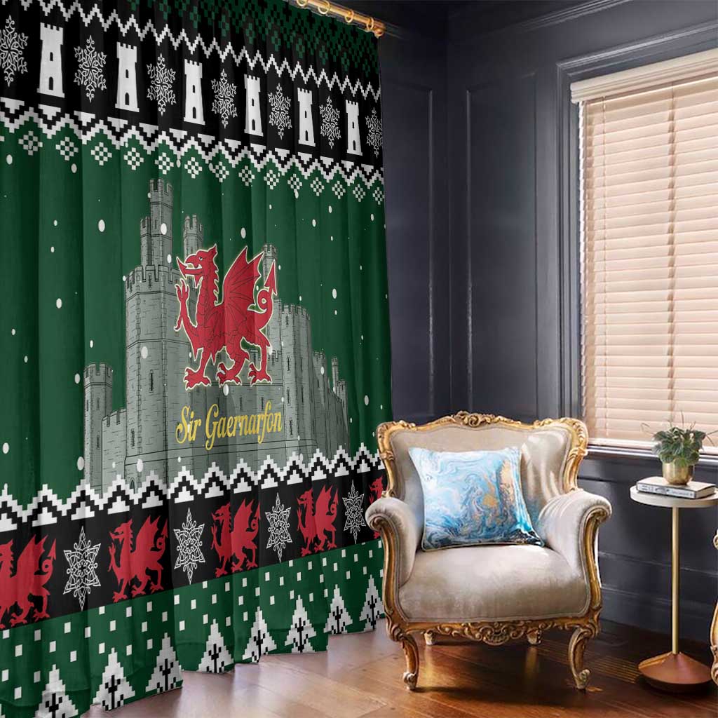 Caernarfonshire Wales Christmas Window Curtain Caernarfon Castle Red Dragon - Wonder Print Shop