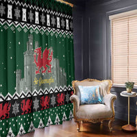 Caernarfonshire Wales Christmas Window Curtain Caernarfon Castle Red Dragon - Wonder Print Shop