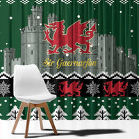 Caernarfonshire Wales Christmas Window Curtain Caernarfon Castle Red Dragon - Wonder Print Shop