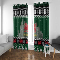Caernarfonshire Wales Christmas Window Curtain Caernarfon Castle Red Dragon - Wonder Print Shop