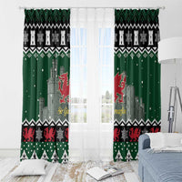 Caernarfonshire Wales Christmas Window Curtain Caernarfon Castle Red Dragon - Wonder Print Shop
