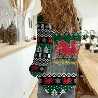 Caernarfonshire Wales Christmas Women Casual Shirt Caernarfon Castle Red Dragon - Wonder Print Shop