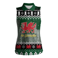 Caernarfonshire Wales Christmas Women Sleeveless Polo Shirt Caernarfon Castle Red Dragon - Wonder Print Shop